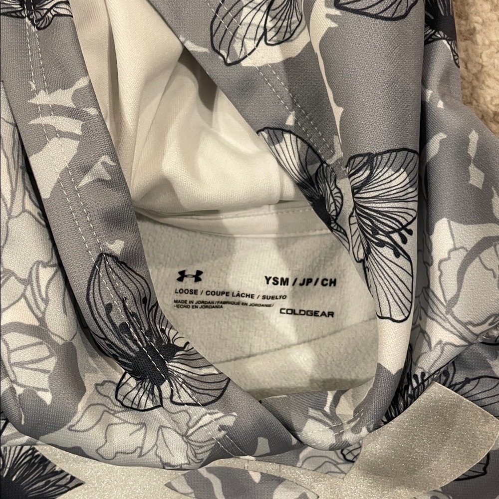 Under Armour Kids Floral Hoodie - Gray and White - Picture 3 of 10
